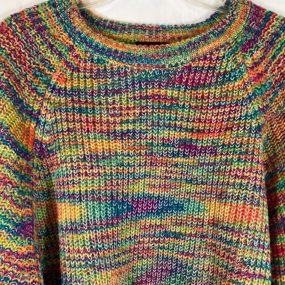 IN San Francisco Multicolor Pastel Cropped Long Sleeve Sweater NWOT Size Medium - Picture 15 of 15